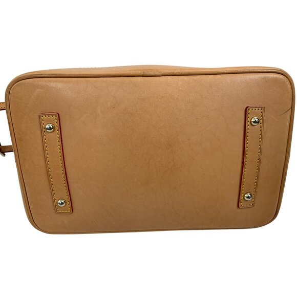 Dooney & Bourke Large Black Patent Leather Satchel Bag Tan Trim & Strap T10653 - Picture 7 of 8